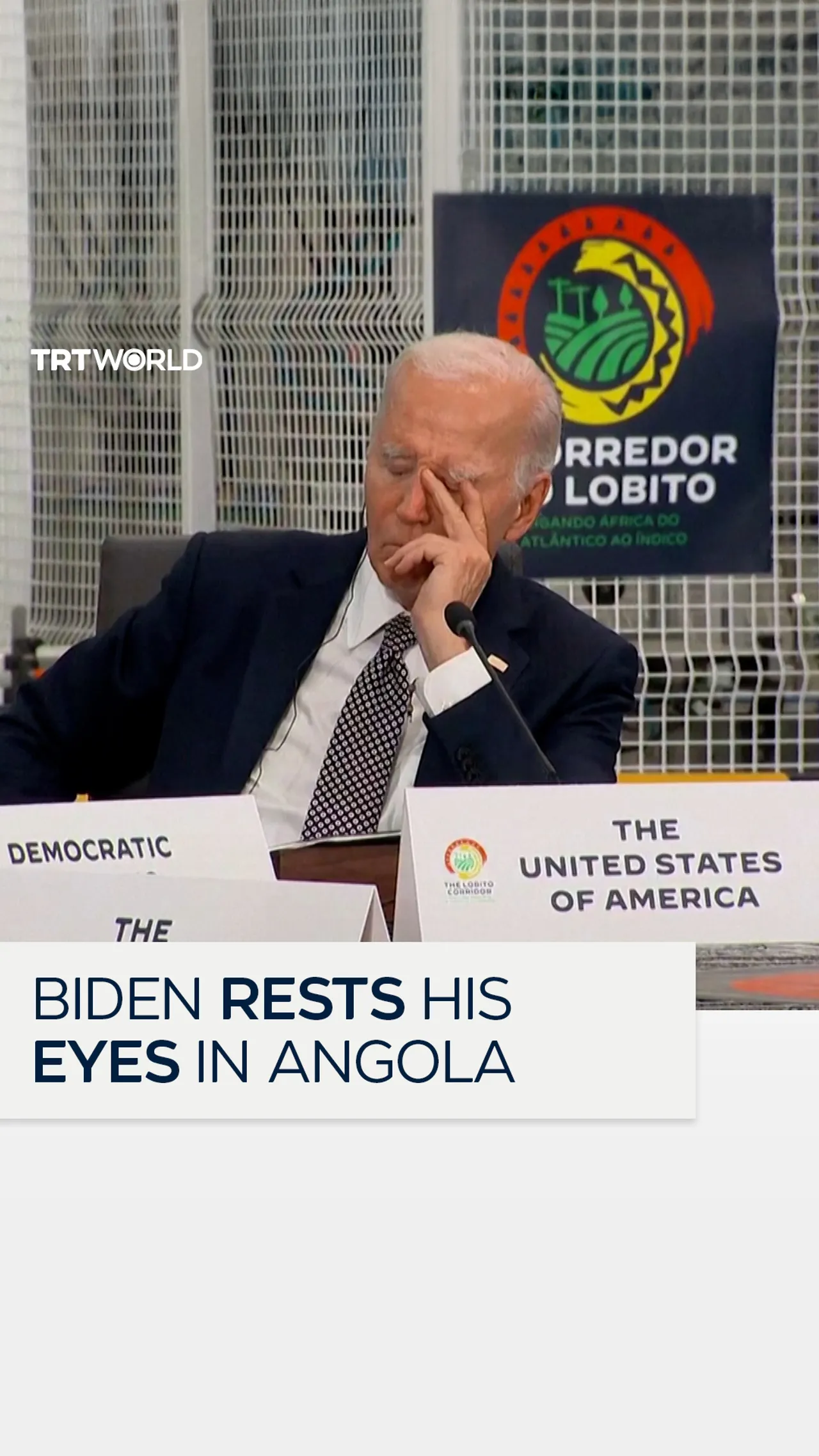 US President Biden appears to rest his eyes during Angola trip